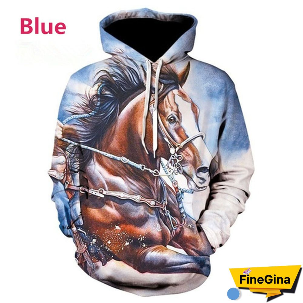 Fashion Sweatshirt Men/Women 3D Horse Print Hoodies Unisex Sweatshirts Streetwear Pullovers Tops XS-5XL Plus Size