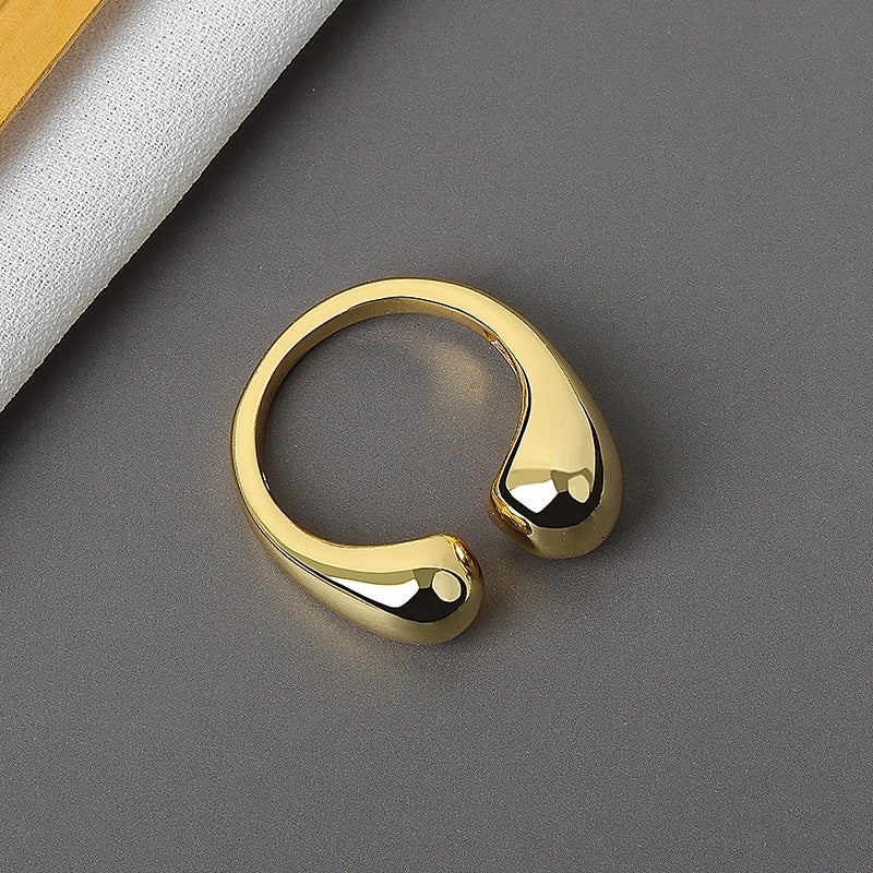 Minimalist Solid Color Alloy Plating 18K Gold Plated Women’s Open Rings
