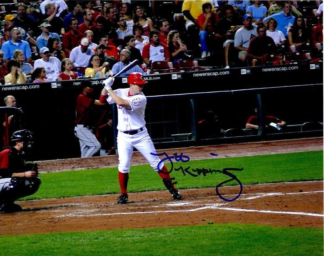 Autographed JEFF KEPPINGER Cincinnati Reds 8x10 Photo Poster painting - w/COA