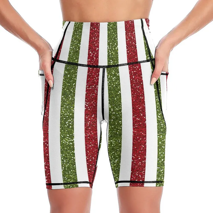 Personalized Design Women's Knee-Length Yoga Shorts Christmas