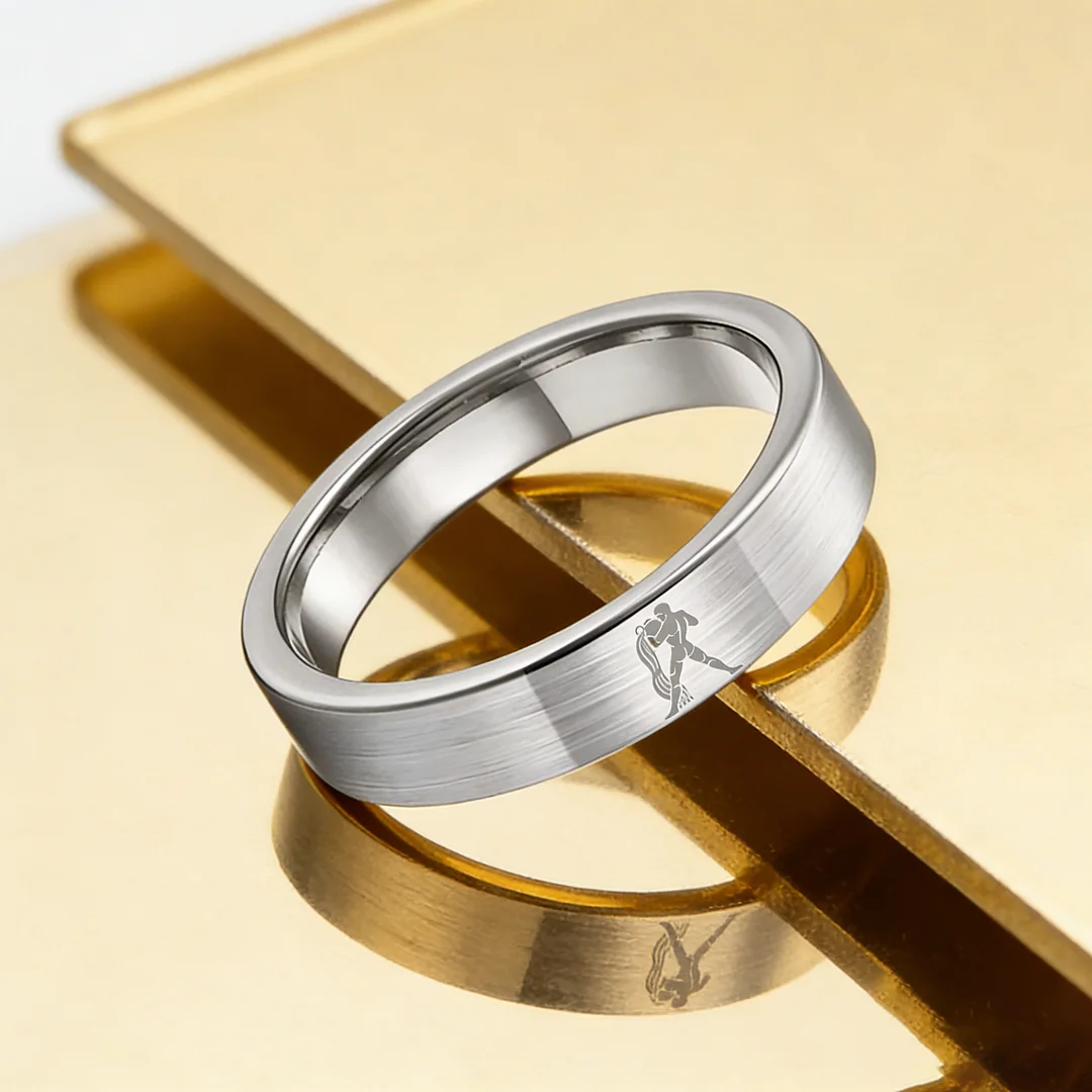 Flat Aquarius Tungsten Wedding Bands Tungsten Ring Sliver Comfort fit for Womens or Mens 4MM 6MM 8MM