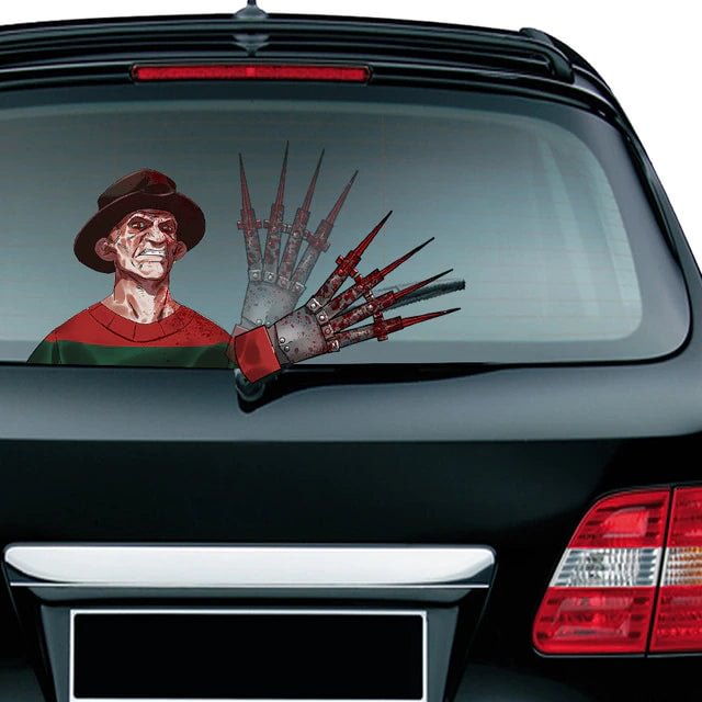 Halloween Horror Car Stickers Removable Rear Windshield Decals Decoration - Freddy Krueger