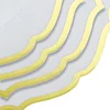 10 Pack | 10" White Plastic Dinner Plates Disposable Tableware Round With Gold Scalloped Rim