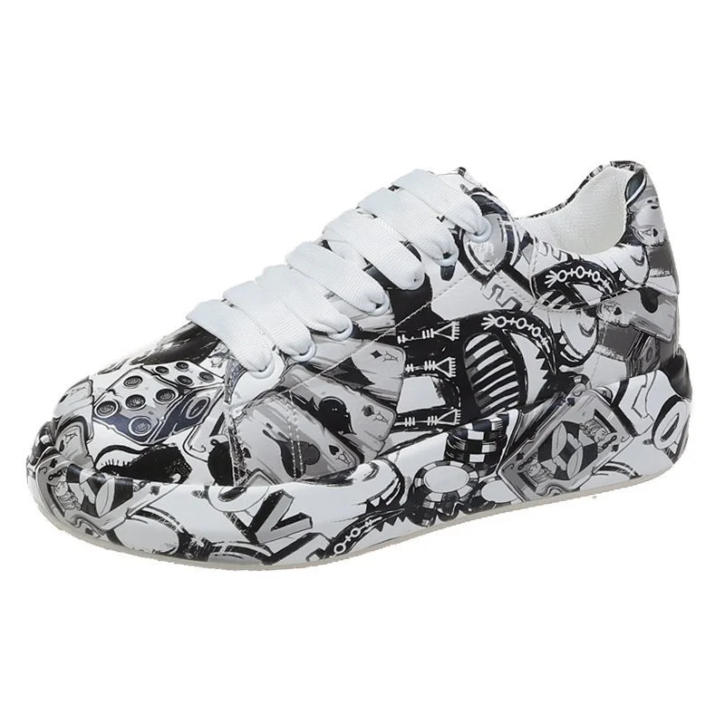 Breakj Breakj Old Dad Shoes Women Tide Summer Autumn New Print Graffiti Large Size Casual Single Shoes Women