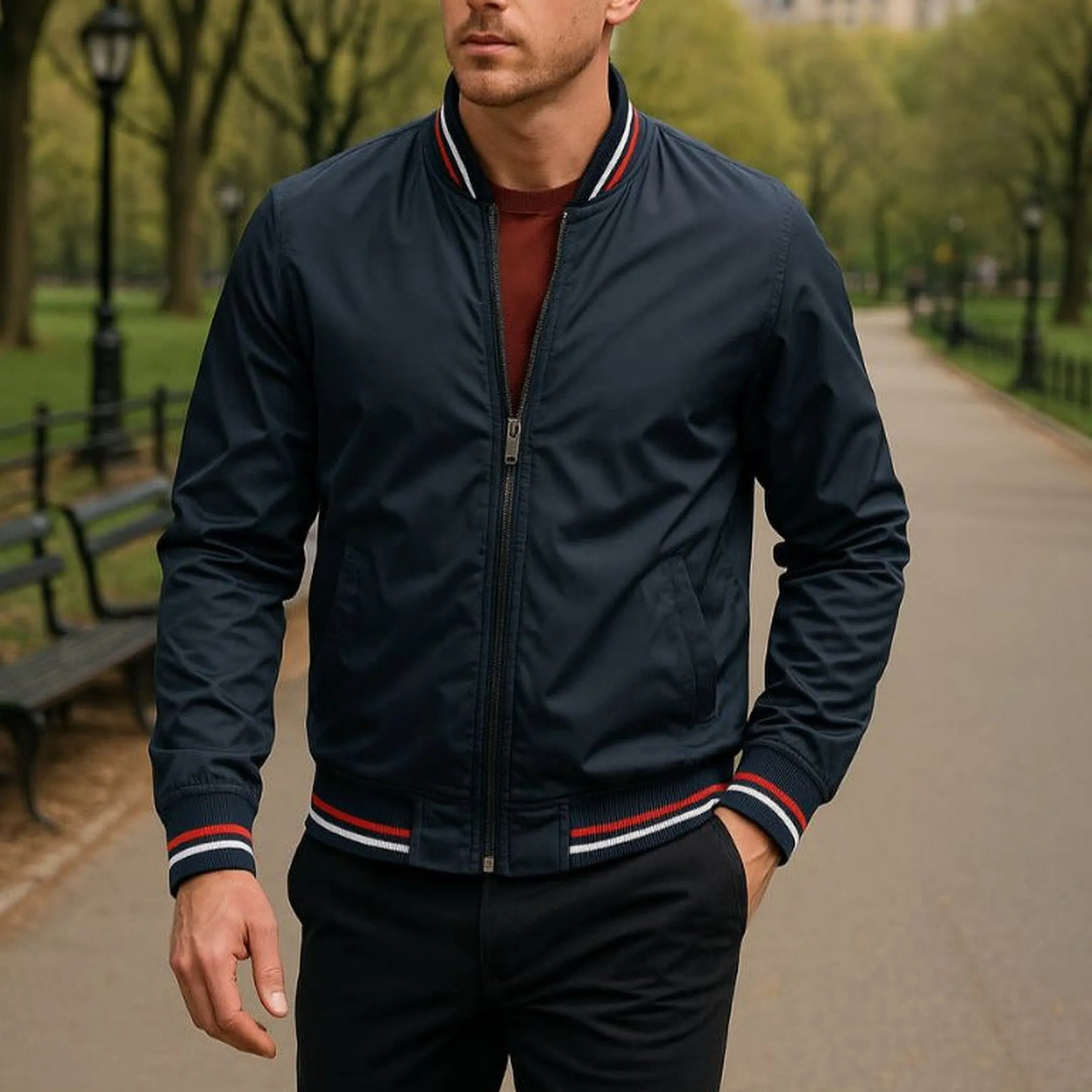Men's Lightweight Bomber Jacket &ndash; Ribbed Smart Casual Layer