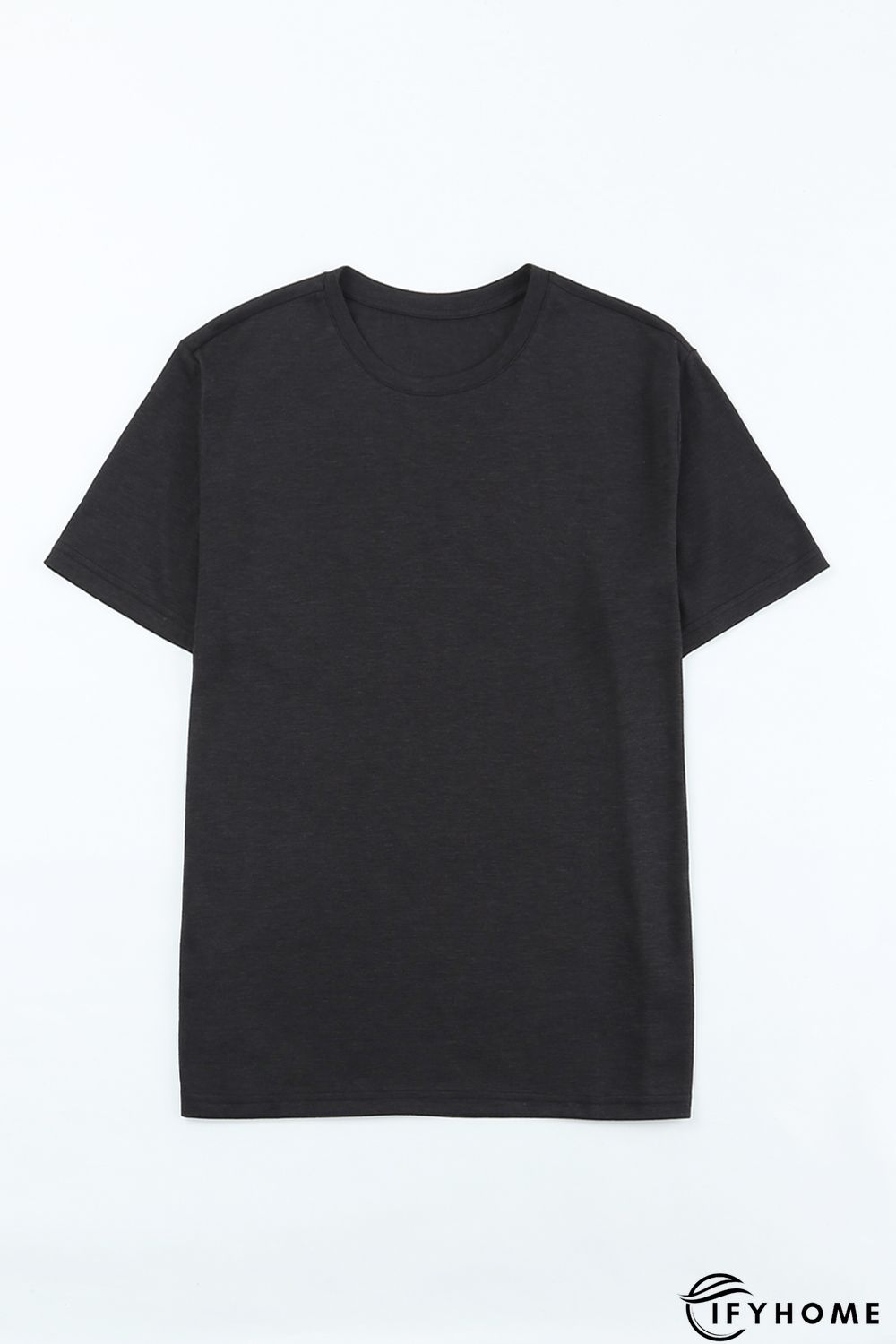 Gray Solid Basic Crewneck Short Sleeve Men\'s T-shirt | IFYHOME