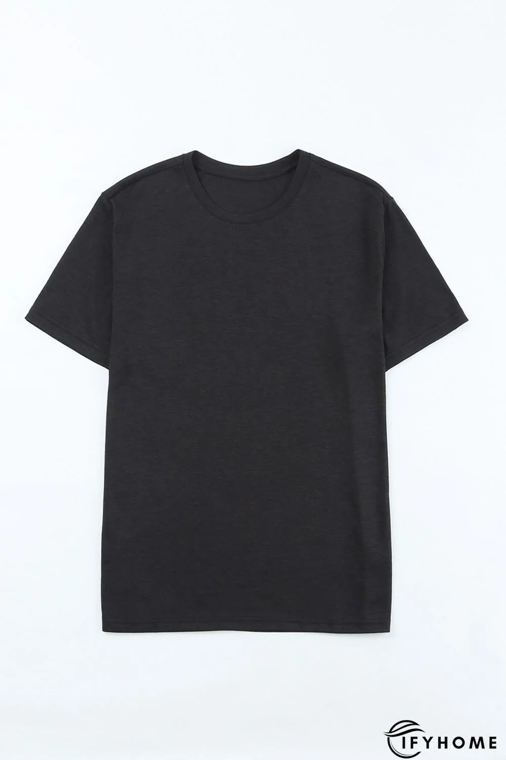 Gray Solid Basic Crewneck Short Sleeve Men\'s T-shirt | IFYHOME