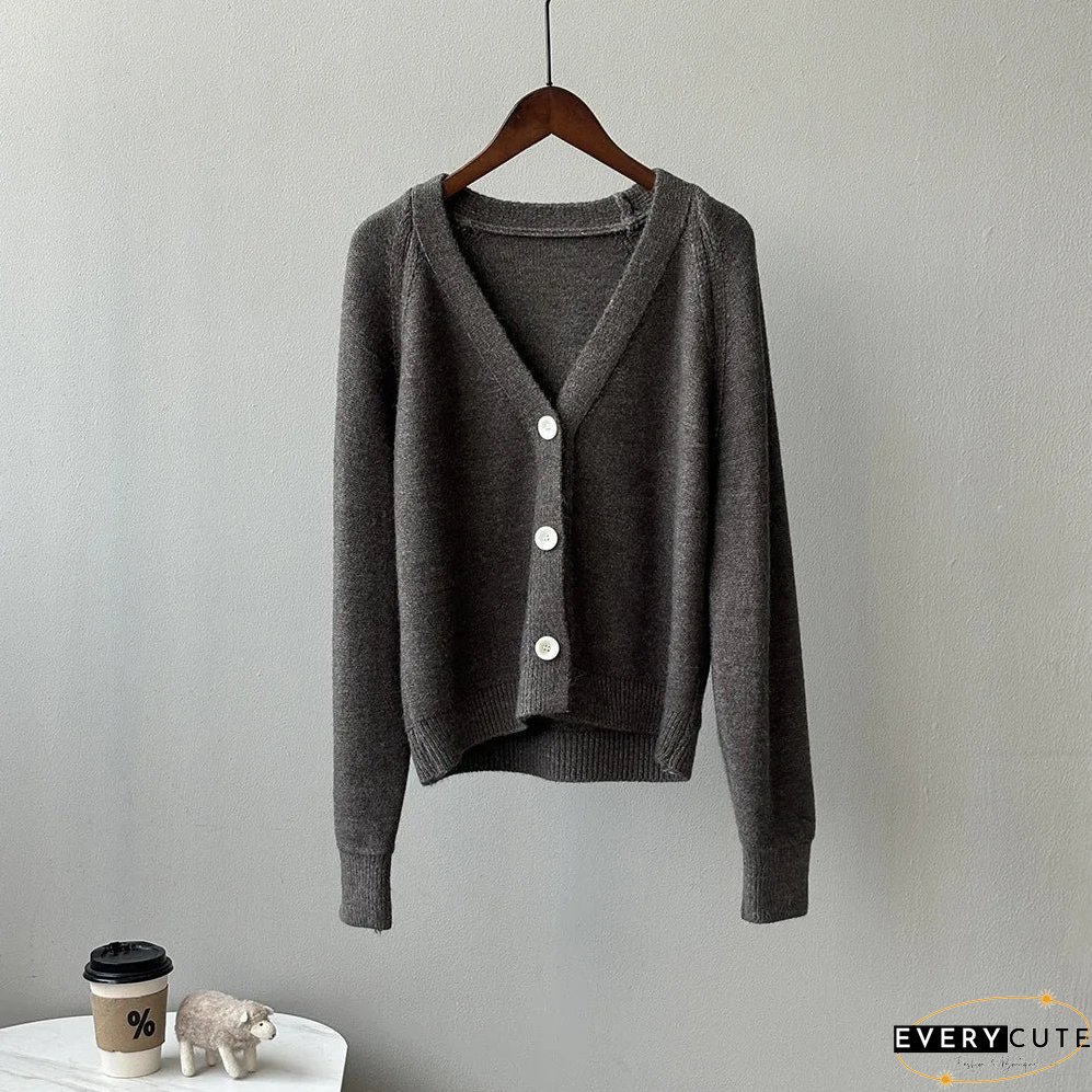 V-Neck Single Button Knitted Green Cape Clothes Autumn Women Christmas Sweater