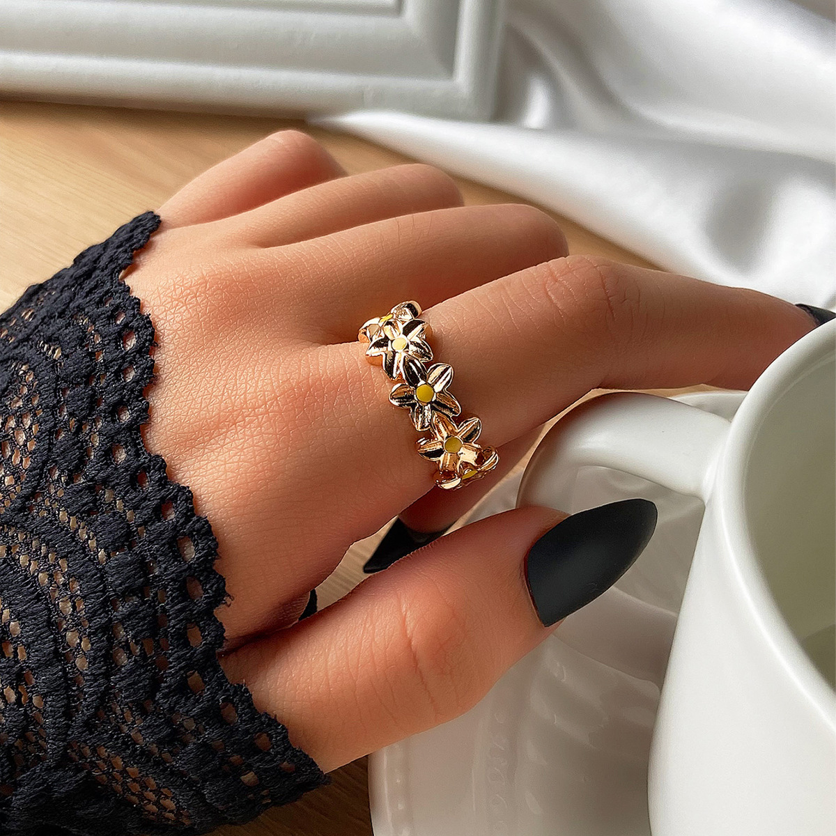 Flower Gold Plated Ring