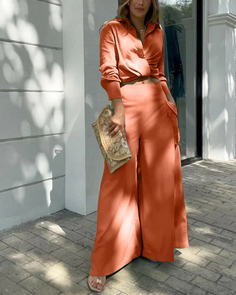 Solid color casual two-piece suit