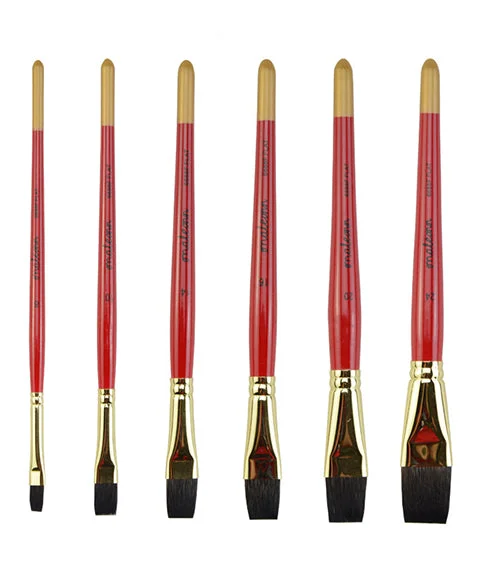 6 Pcs Professional Squirrel Hair Flat Paint Brush Set-Himinee.com
