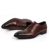 Mens Vintage Brogue Oxford Leather Dress Shoes 