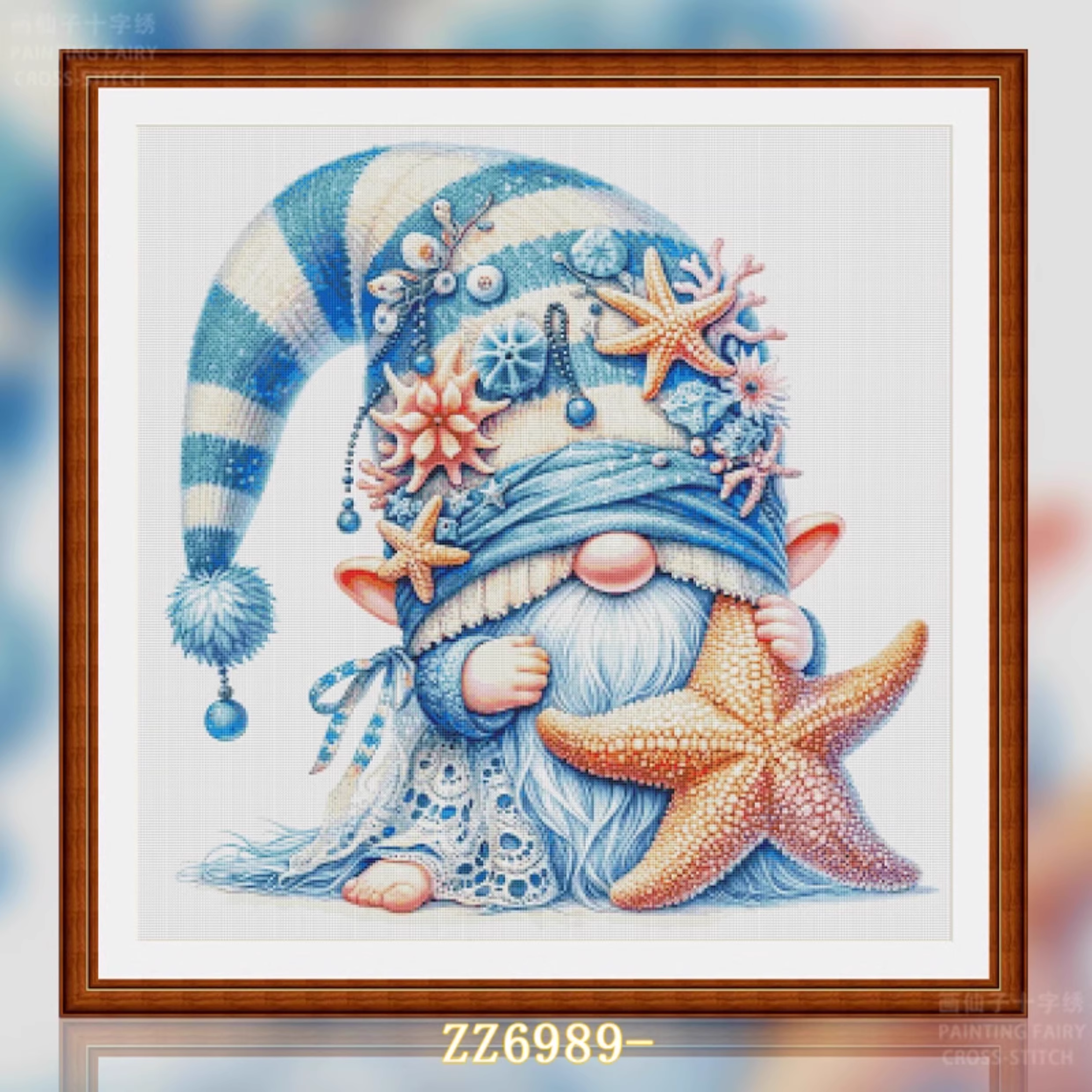 1set DIY Printed Cross Stitch Kit, 【 ZZ6989- Starfish Dwarf 】 Painting Fairy Cross Stitch