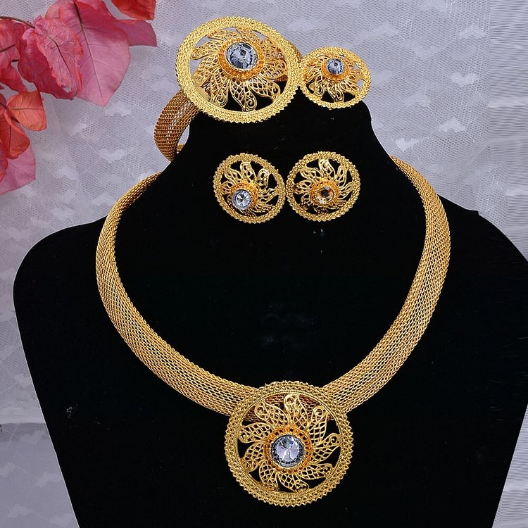 Dubai Arab Nigeria Jewelry sets For Girl Women Bride Gold Color Wedding Jewelry sets