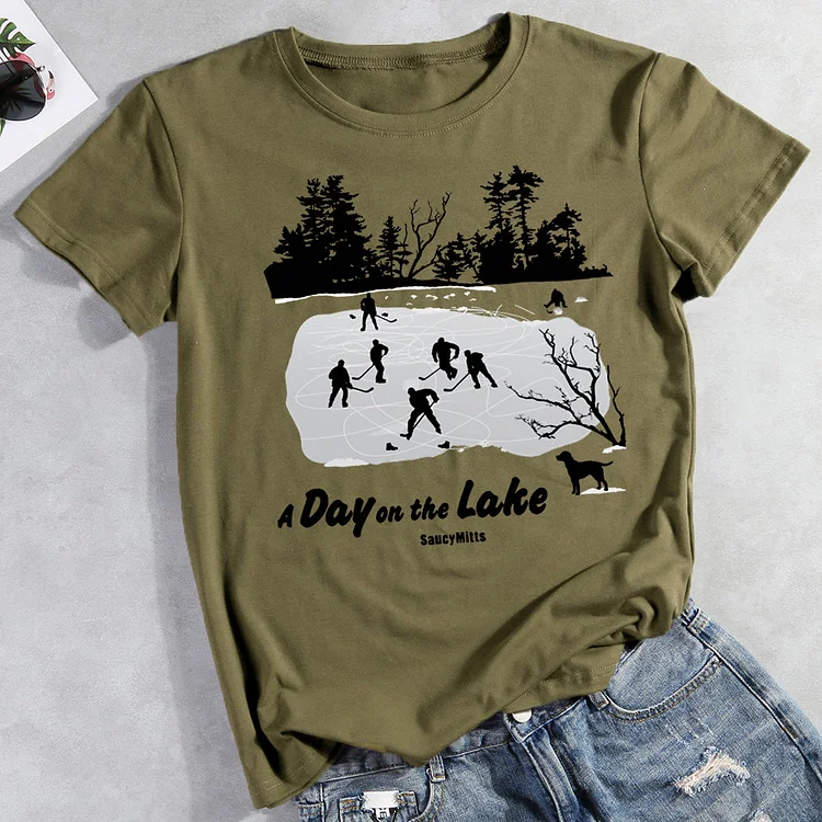 A Day on the Lake Hockey T-Shirt-012651-Annaletters