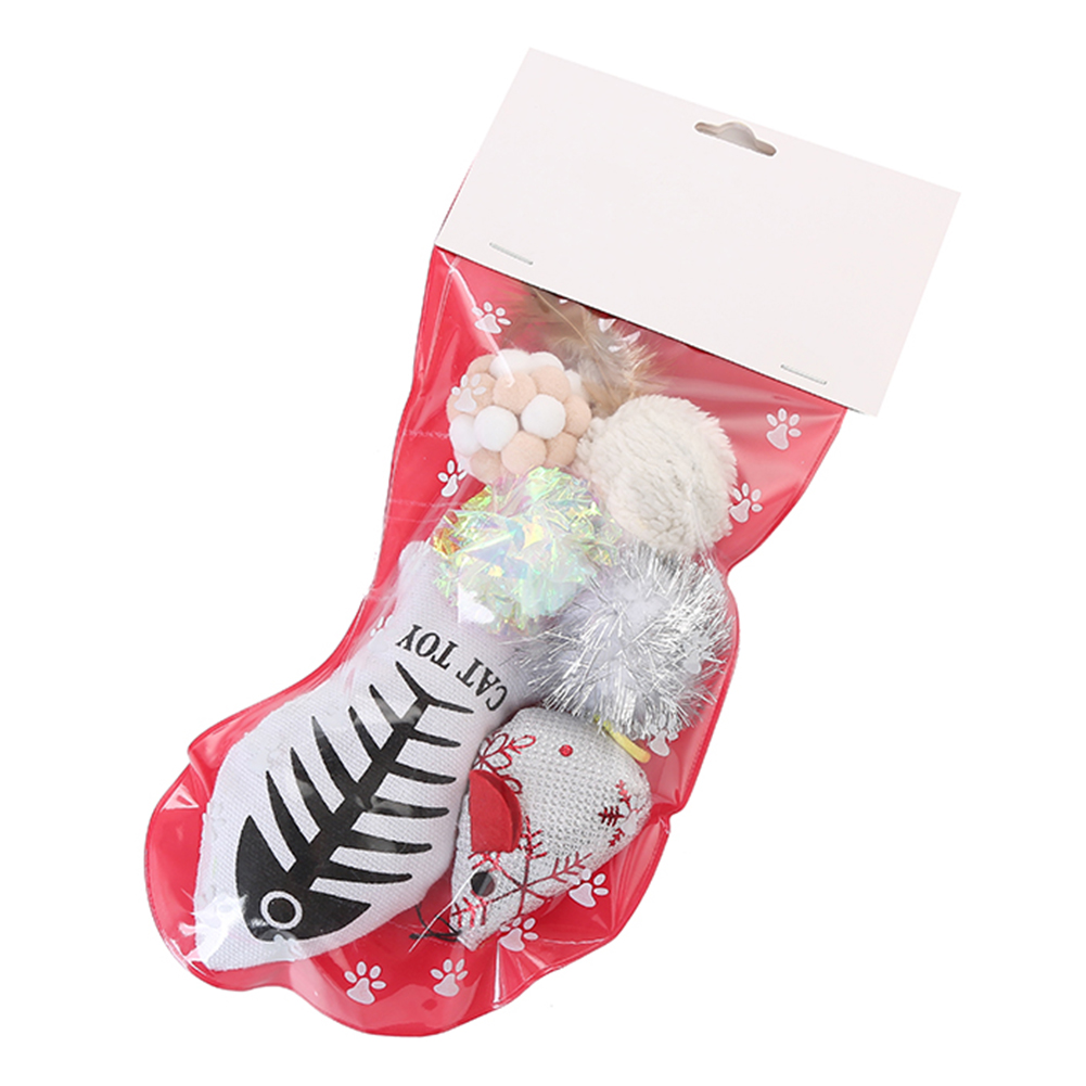 

Christmas Socks Cat Grinding Toy Catnip Interactive Plush Ball Pet Supplies, Pink, 501 Original