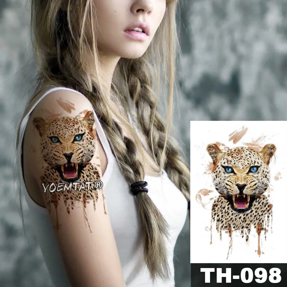1 Sheet Animal Fake Tattoo Sticker Wolf Tiger Fox Cool Temporary Waterproof Body Art Tatoo Colored Draw For Women Men