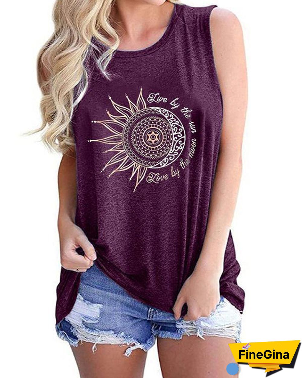 Sunflower Sketch Printed Tanks