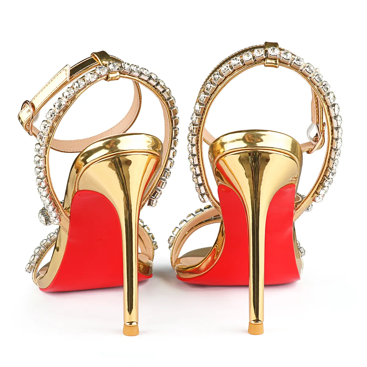 100mm Rhinestone Spotlight Wavy Straps Sandals Red Bottom Stilettos-vocosishoes