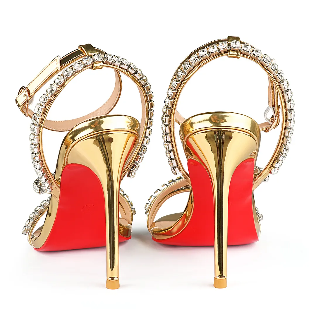 100mm Rhinestone Spotlight Wavy Straps Sandals Red Bottom Stilettos-vocosishoes