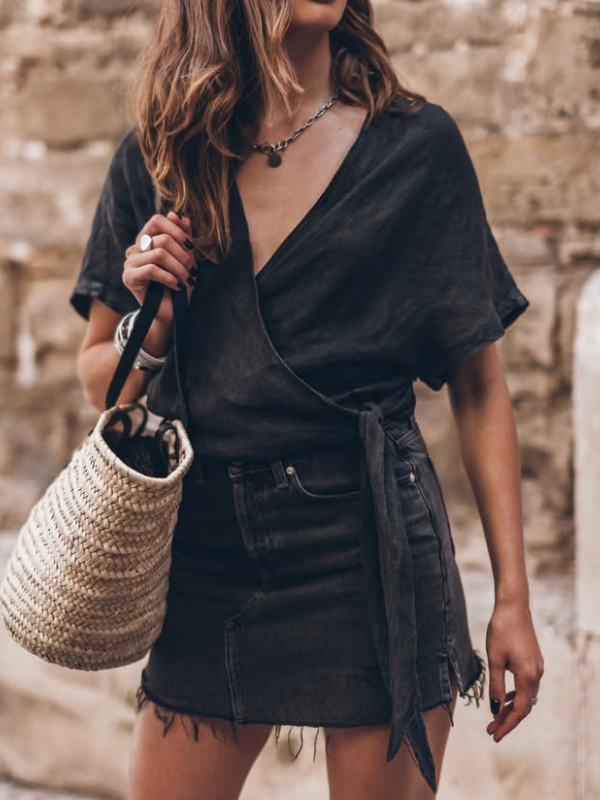 White Linen Wrap Top tjj Shicloths