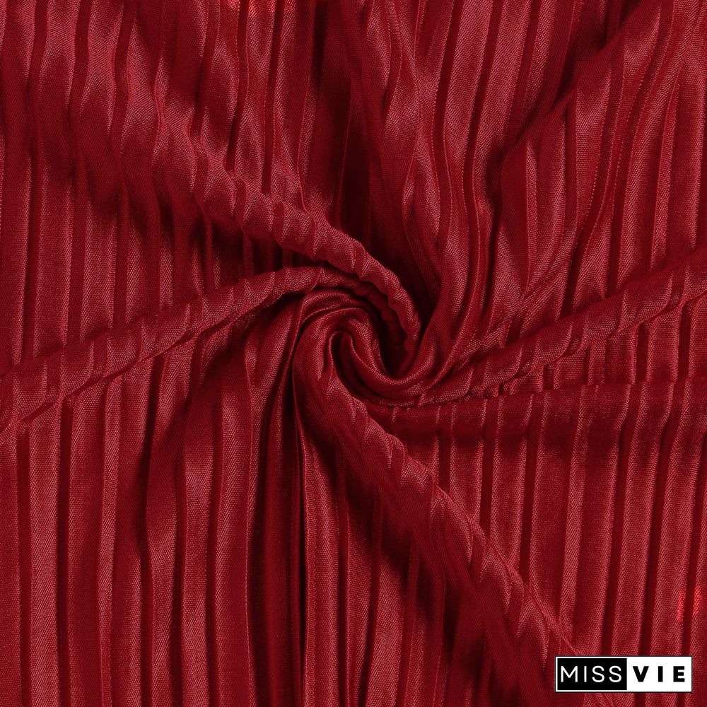 Pleated Loose Blouse Crop Top Wide Leg Pants Outfits