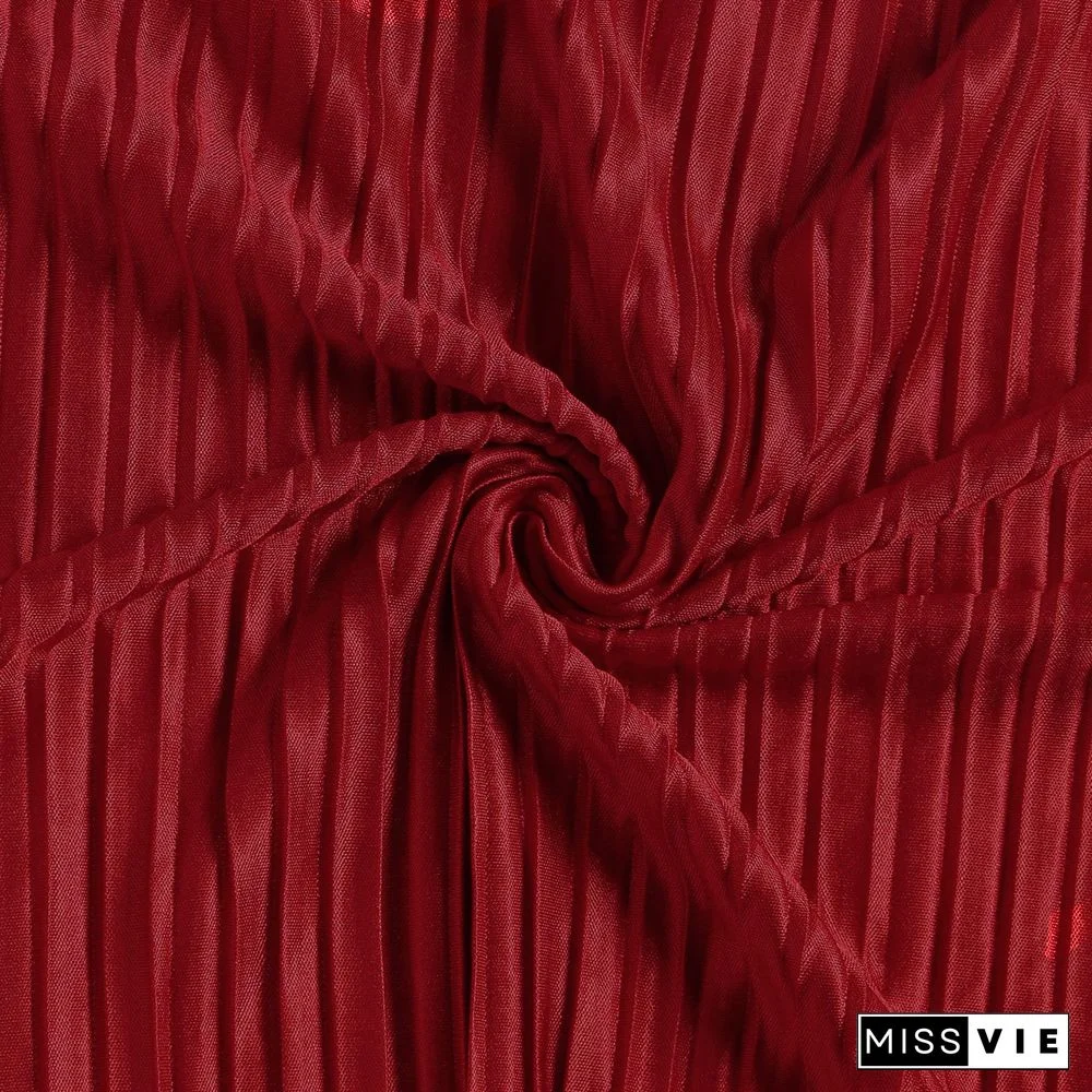 Pleated Loose Blouse Crop Top Wide Leg Pants Outfits