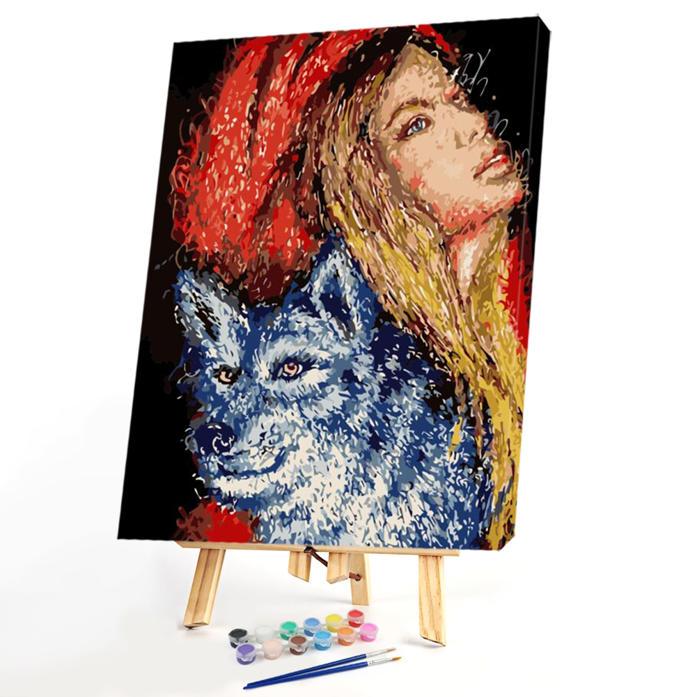 

40*50CM Paint By Numbers-Wolf Girl Hand, 501 Original