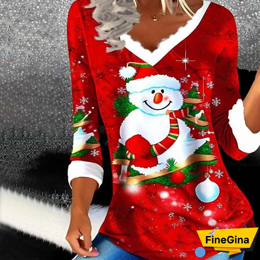 Red 3/4 Sleeve Print Top