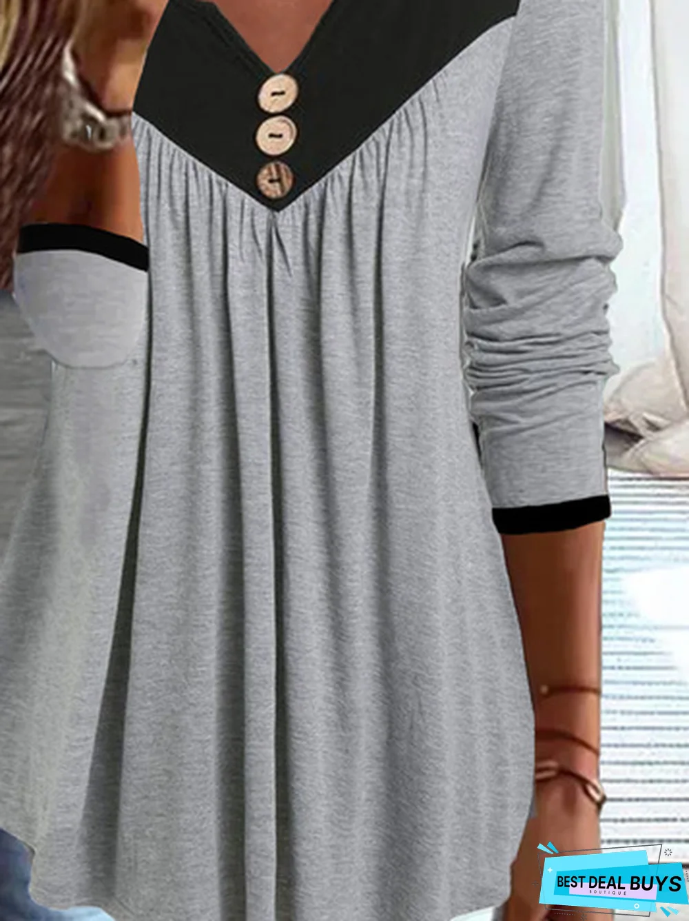 Color Block Loose Top tunic