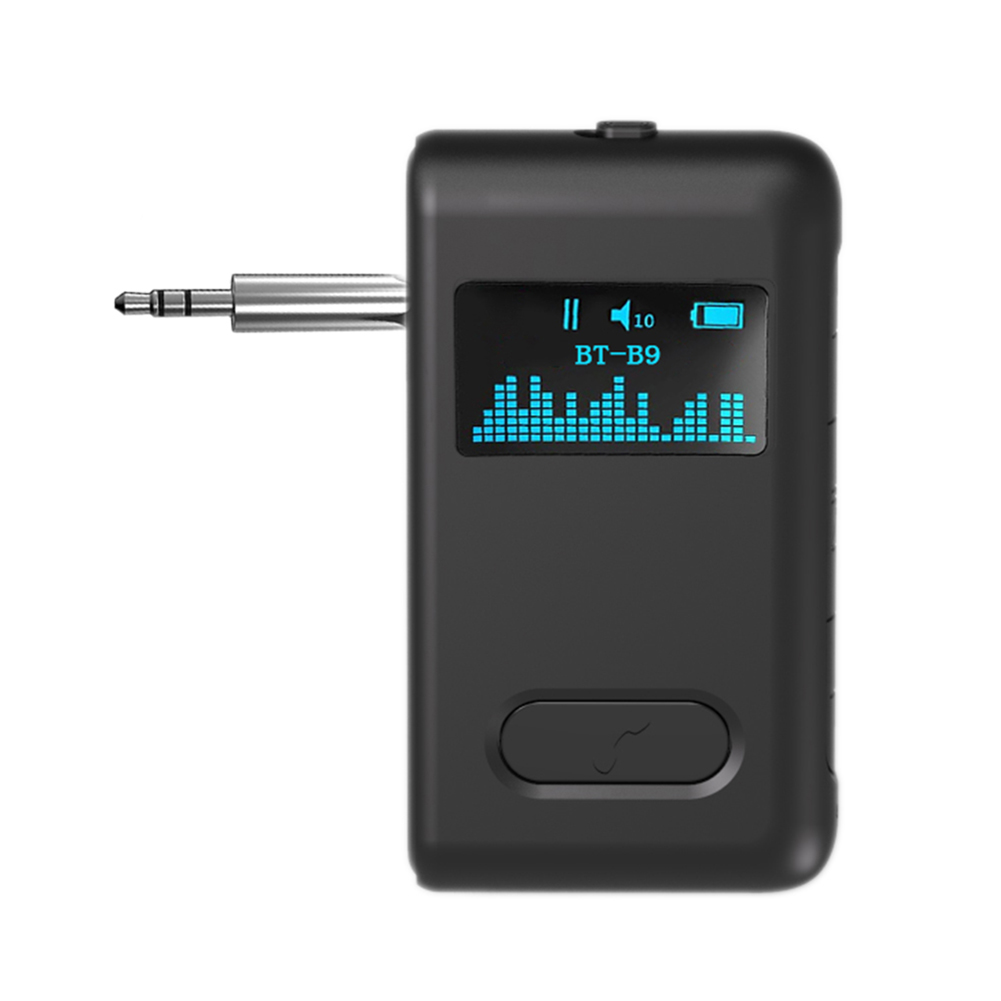 

B9 3.5mm Bluetooth 5.0 Receiver OLED AUX Handsfree Wireless Audio Adapter, 501 Original