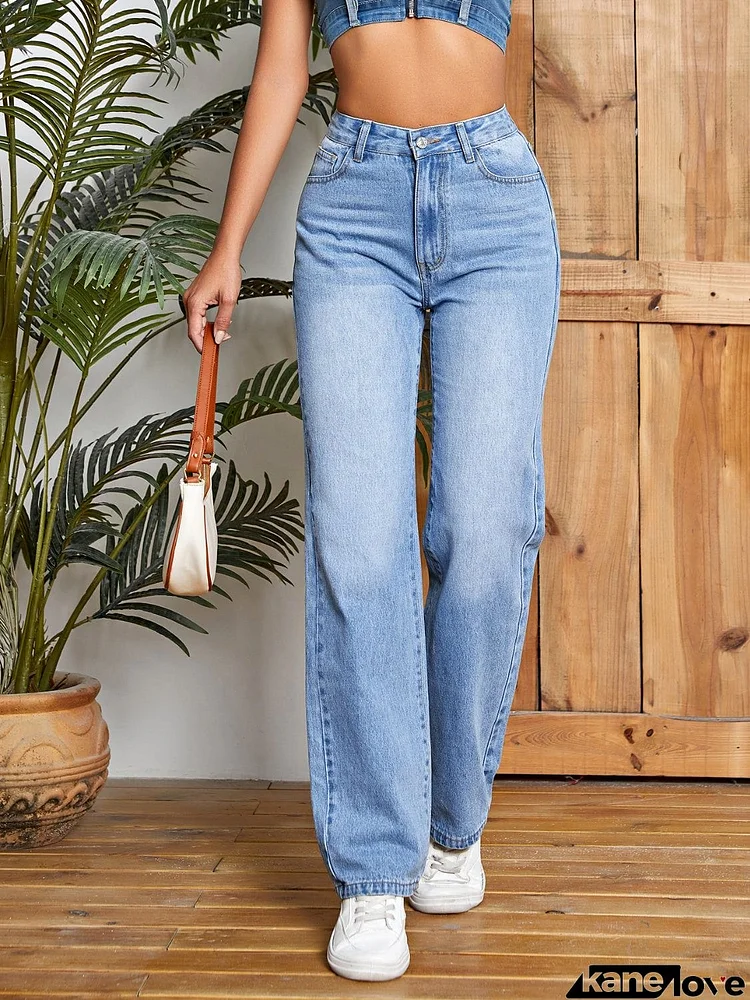 High Waist Straight Leg Jeans