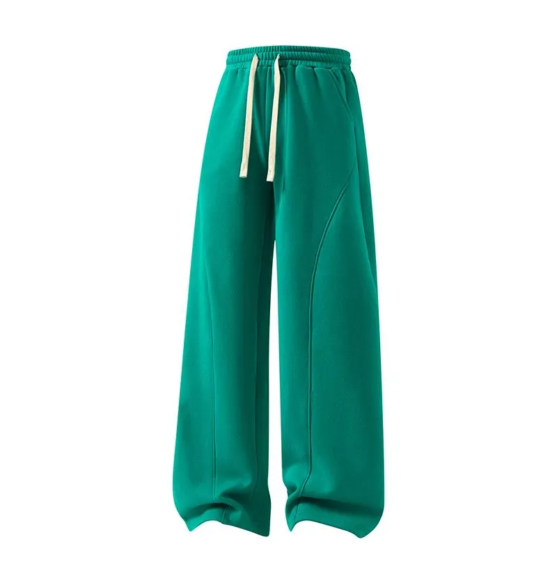 Men's Fleece Thermal Lined Sweatpants  Oversize Drawstring Waist Casual Loose Pants for Fall Winter School Season Daily Wear Stylish Menswear