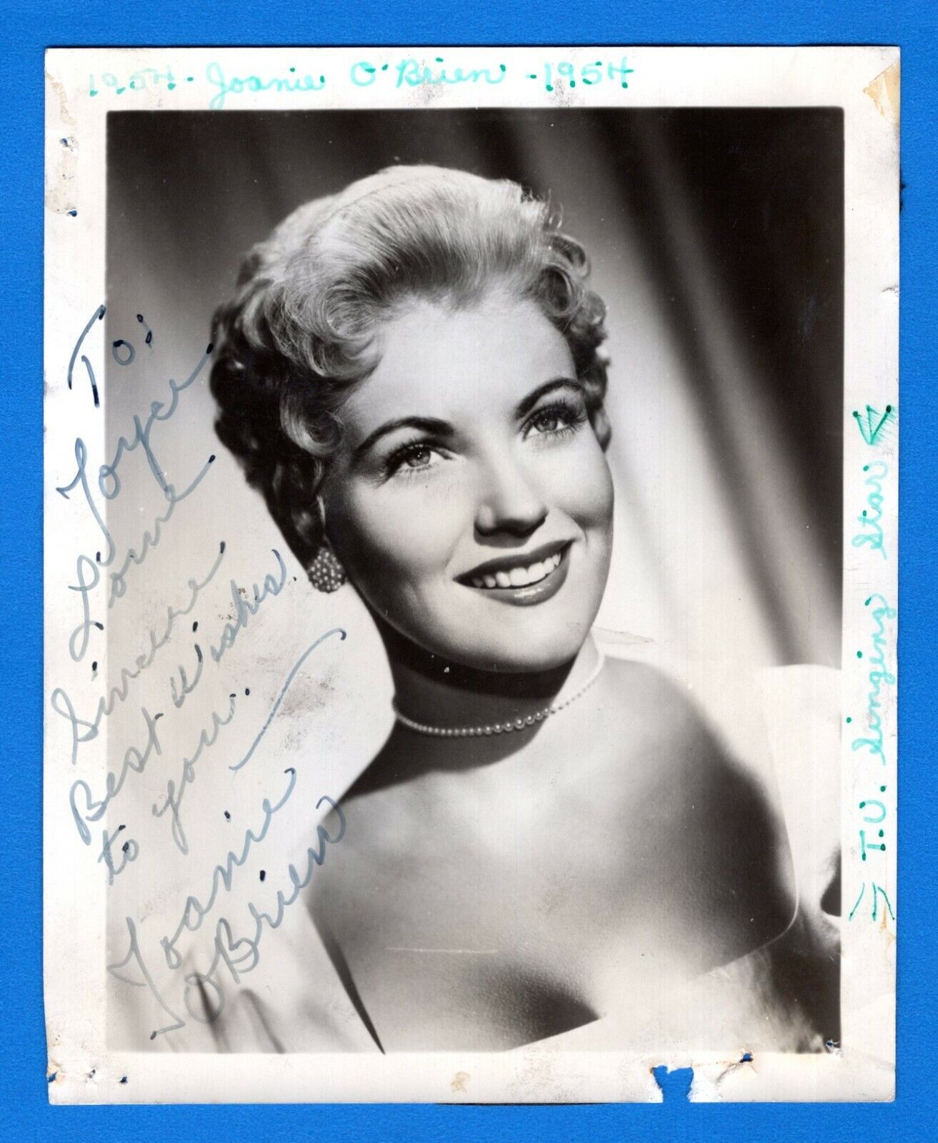 Joanie O'Brien Actress Hand Signed Autograph 4x5 Vintage Photo Poster painting