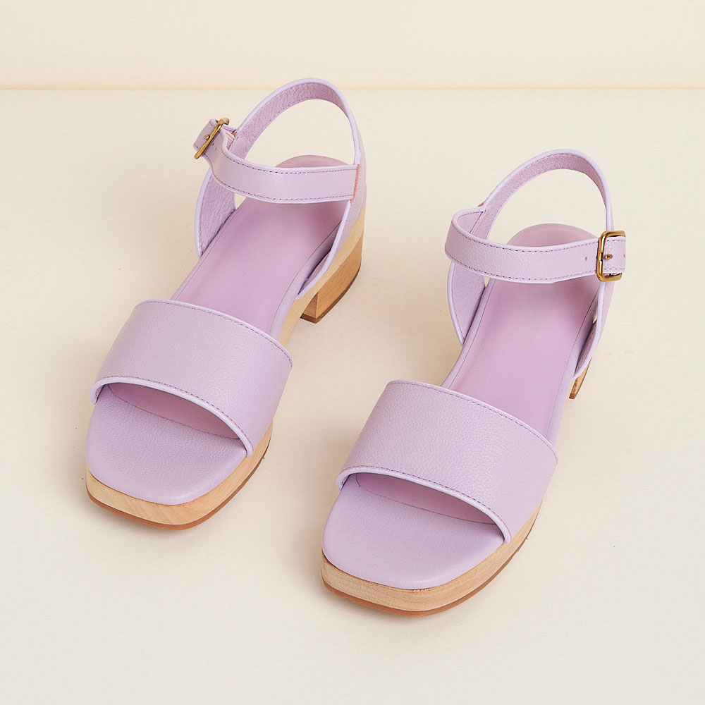 Light Purple Square Toe Ankle Strap Platform Women Sandals Nicepairs