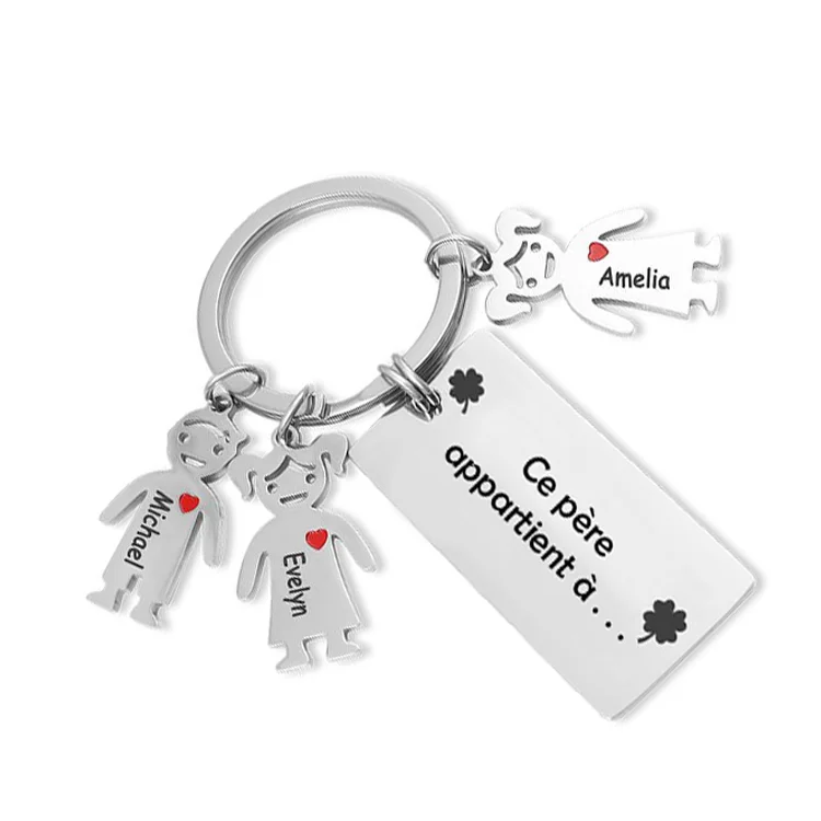 This father belongs to... Keychain with 3 names
