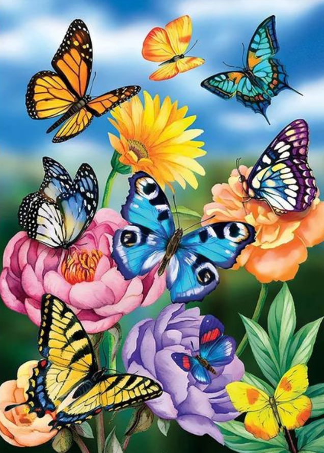 Full Round/Square Diamond Painting Kits | Flowers and Butterflies