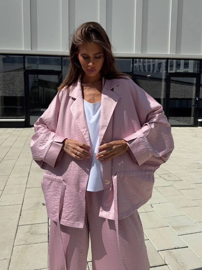 Athvotar Athvotar Minimalist Loose Suit Suit Women's Waist Design Loose Bun Shape Low Saturation Color Pressure-Free Wear