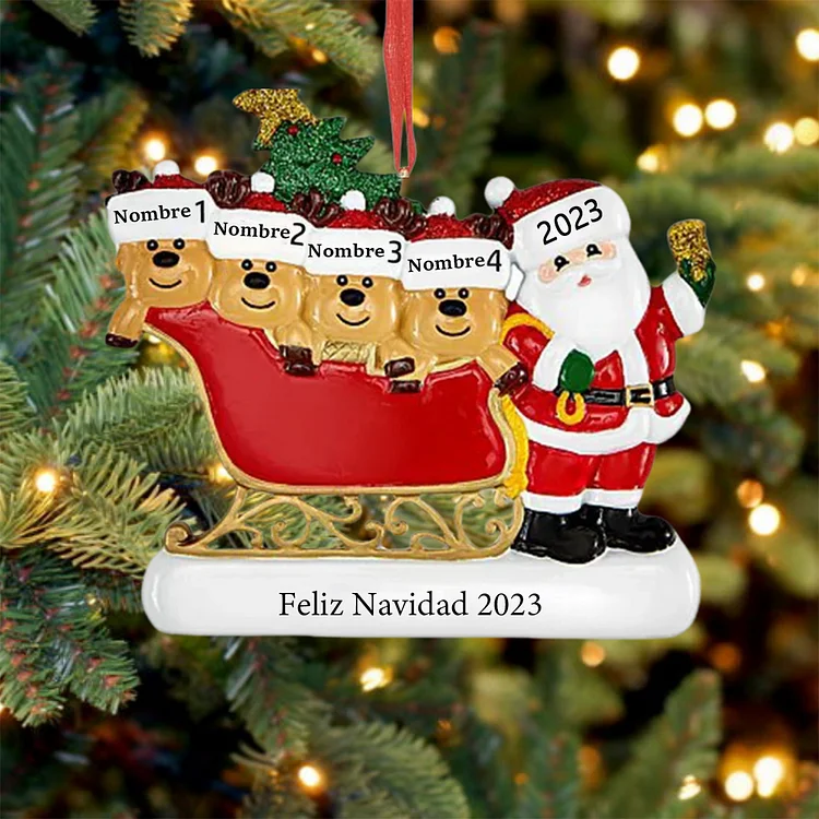 Navidad-Muñecos Ornamentos Navideños 4 Nombres y año con texto personalizados Adorno