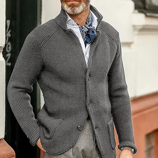 Mongw Mongw New Sweater Men's Casual Long Sleeve Solid Color Knit Sweater Men's Coat