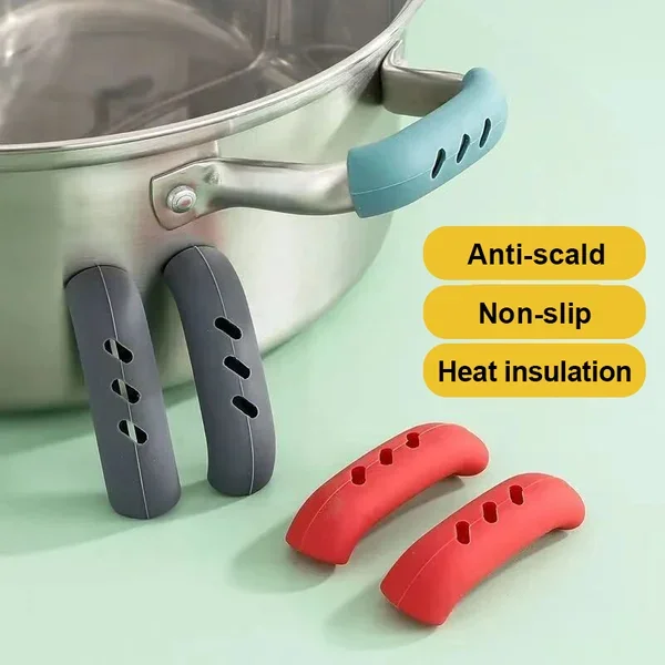 Bigstone Anti-scald Heat Insulated Silicone Pot Handle Cover Holder Sleeves  Kitchen Tool 