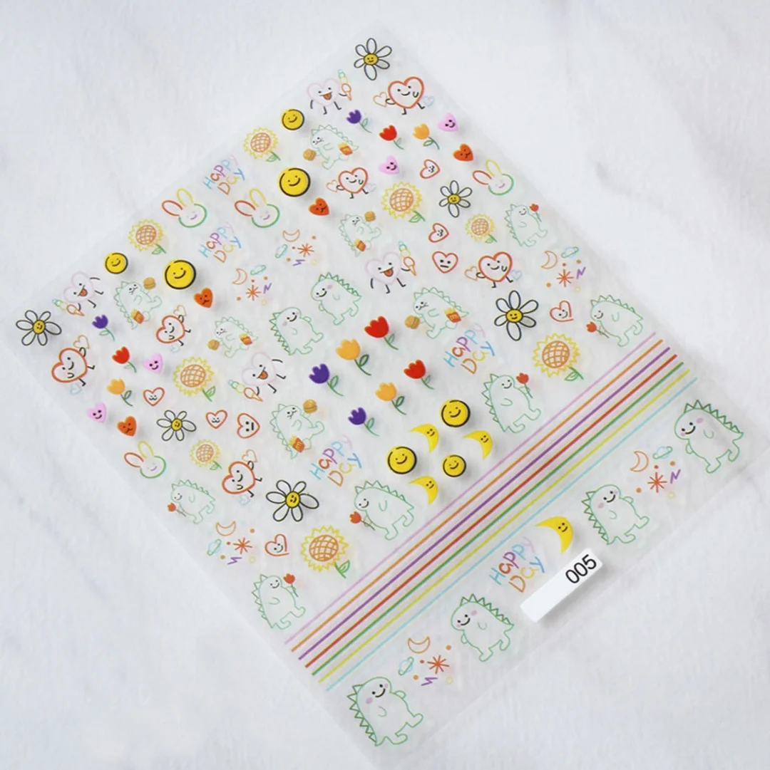 Cute Animals Teddy bear Rabbit Puppy High Quality 3D Engraved Nail Stickers Nail Art Decorations Nail Decals Design-Nail Inspo