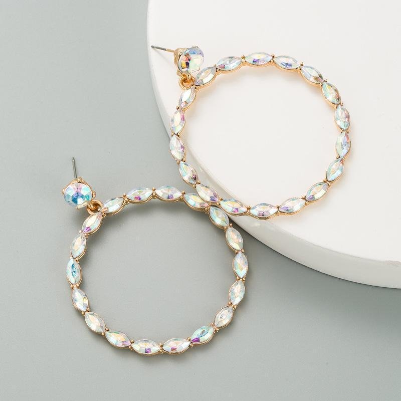 Women hollow circle rhinestone earings