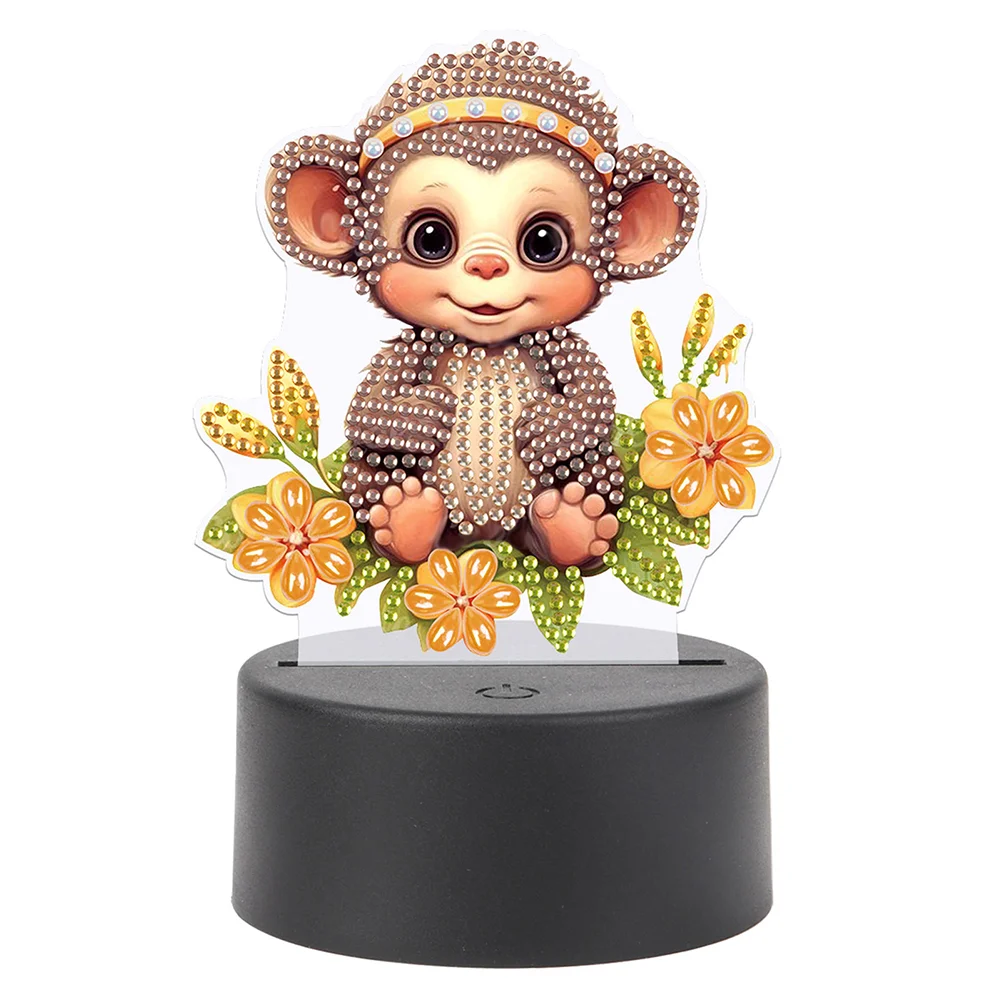 DIY Monkey Diamond Painting LED Lamp Diamond Painting Night Light 