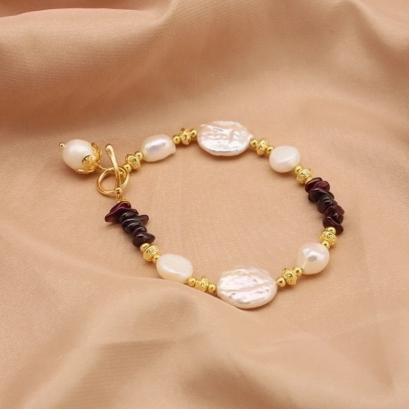 Minimalist Color Block Baroque Pearls Copper Beaded Plating 18k Gold Plated Bracelets