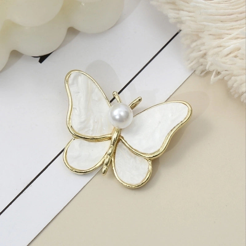 Fashion Pin Flower Alloy Plating Inlay Artificial Gemstones Pearl Women’S Brooches