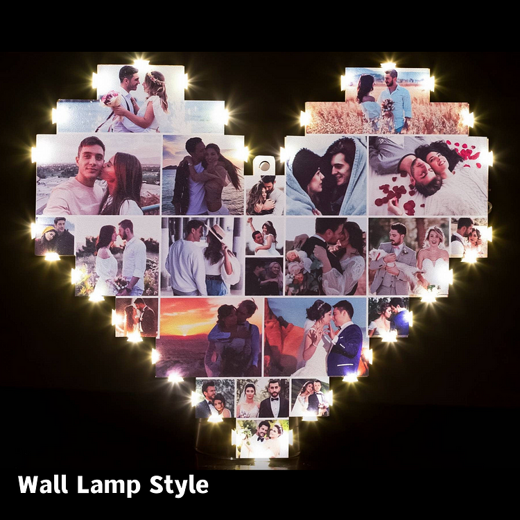 Custom Heart Shape Photo Collage Lamp with Your Photos