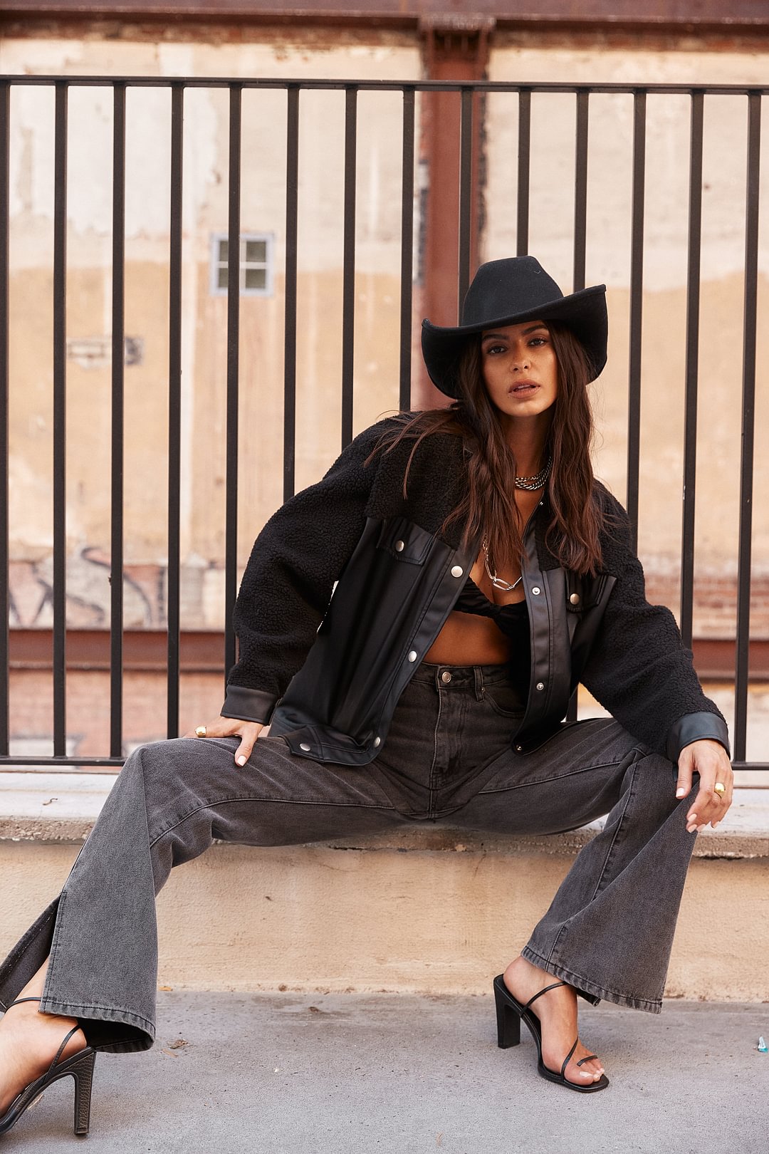 Fante Vegan Leather Sherpa Shacket