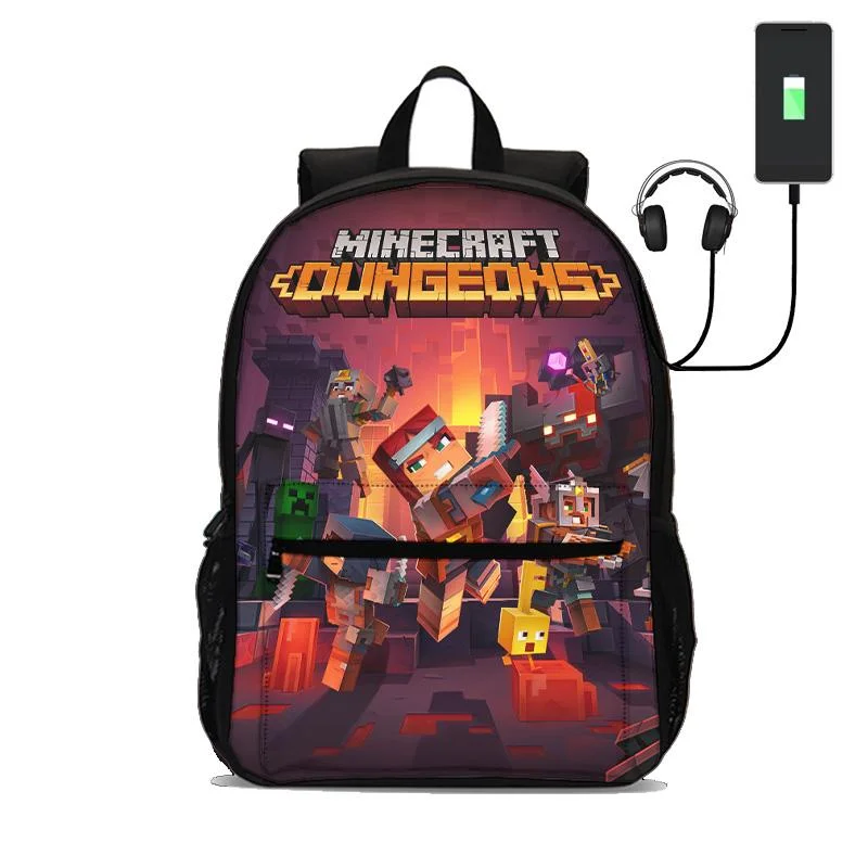 Buzzdaisy Minecraft School Backpack Kids Bookbag Laptop Bag 18 in