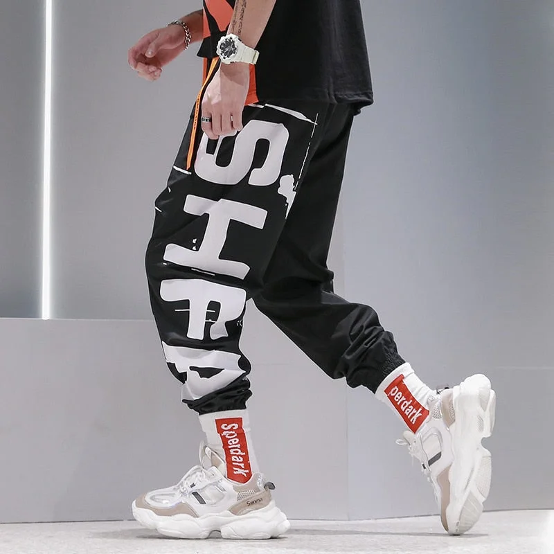 Aonga Streetwear Men's Pants Harajuku Fashion Joggers Trousers Cargo Pants Elastic Waist Cargo Pants Men Casual Hip Hop Sweatpants Men